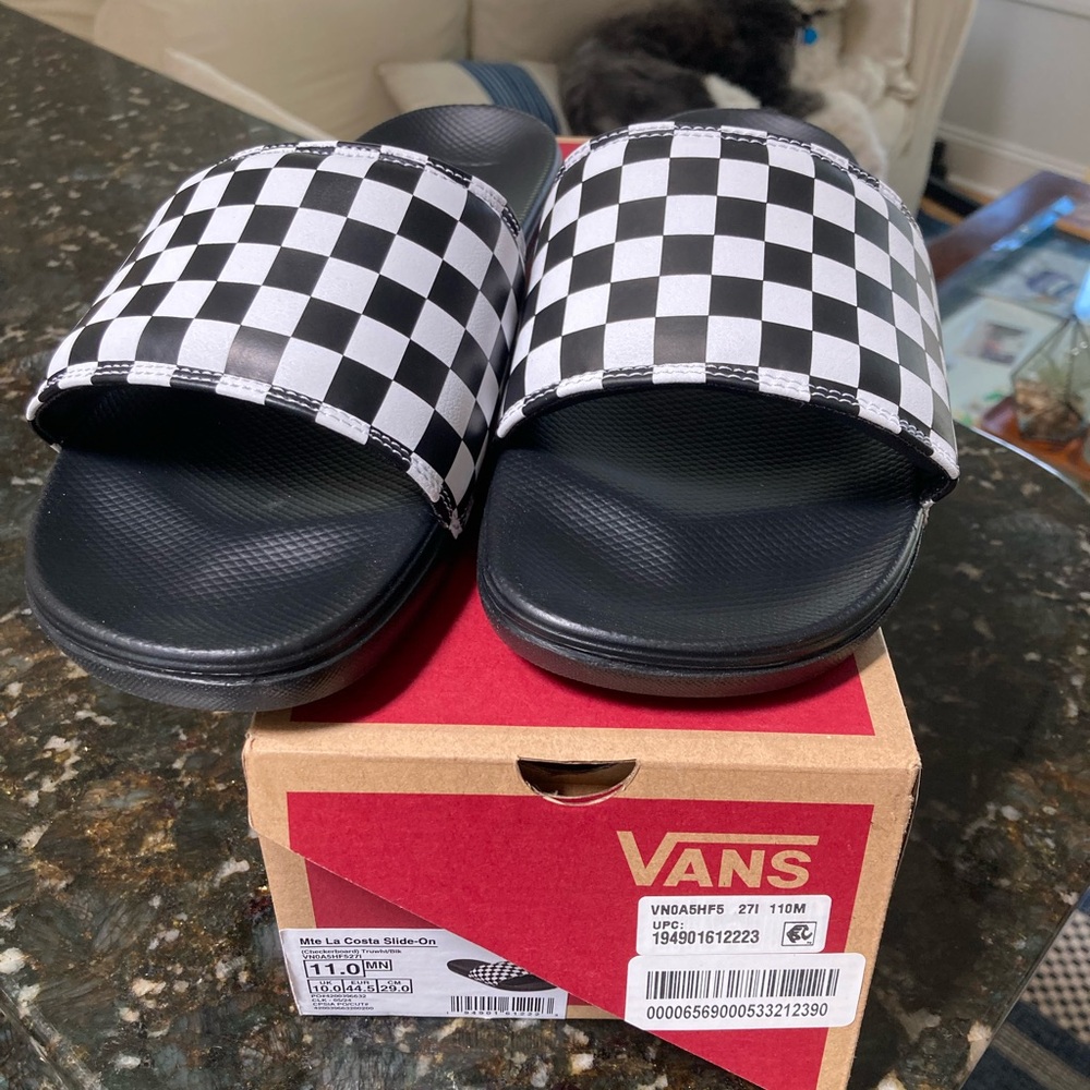 Gender Inclusive Vans La Costa Sport Slide, black and white check, W13/M11